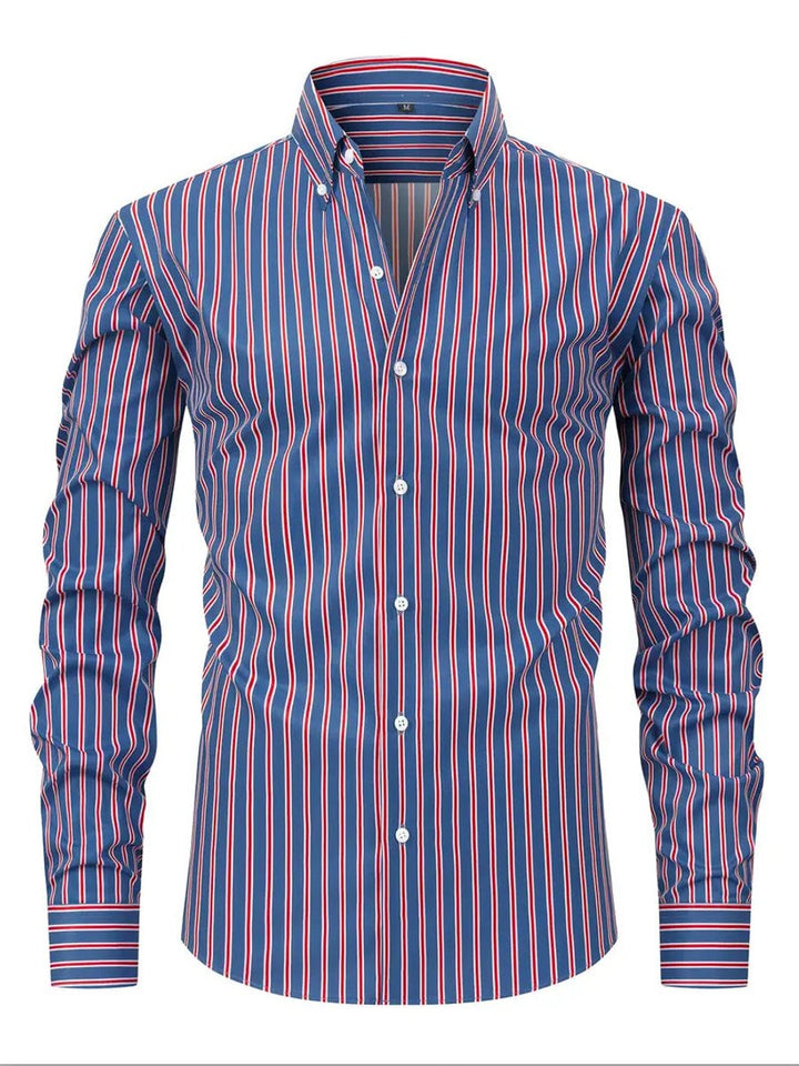 Archie | Men's Slim Fit Striped Shirt Long Sleeve Button-Down Collar