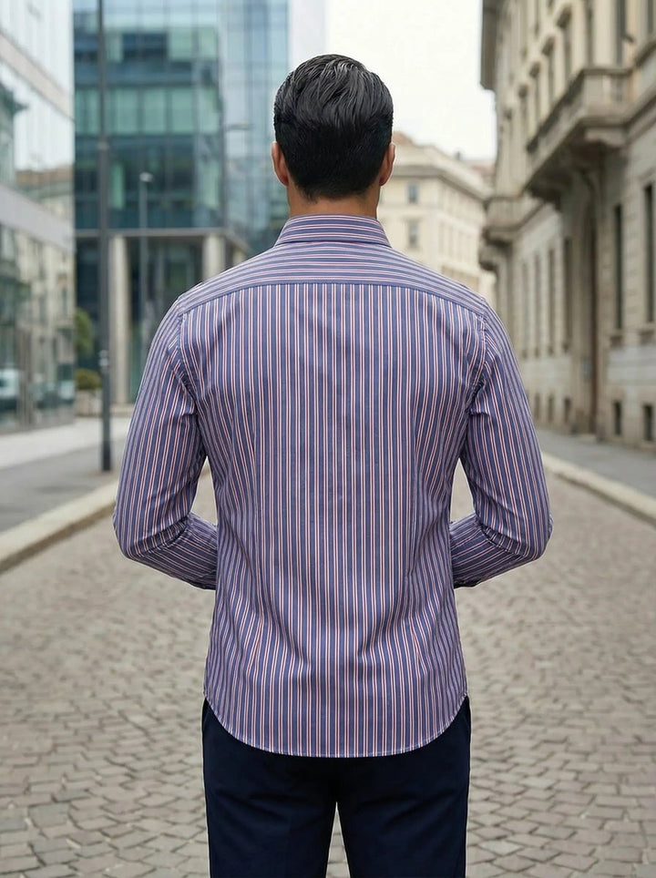Archie | Men's Slim Fit Striped Shirt Long Sleeve Button-Down Collar