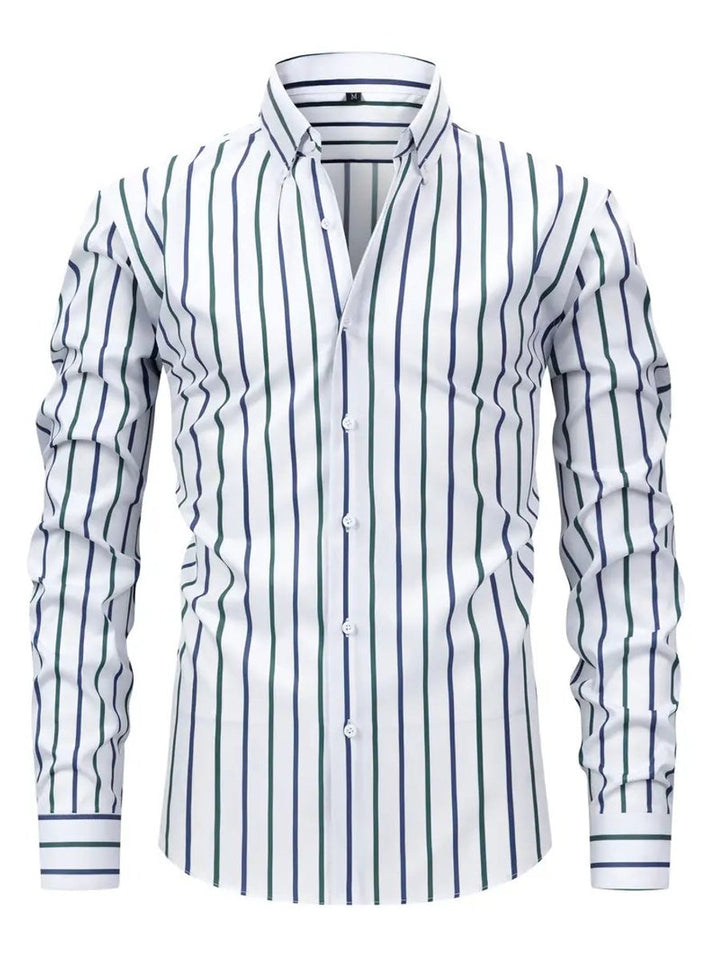Archie | Men's Slim Fit Striped Shirt Long Sleeve Button-Down Collar