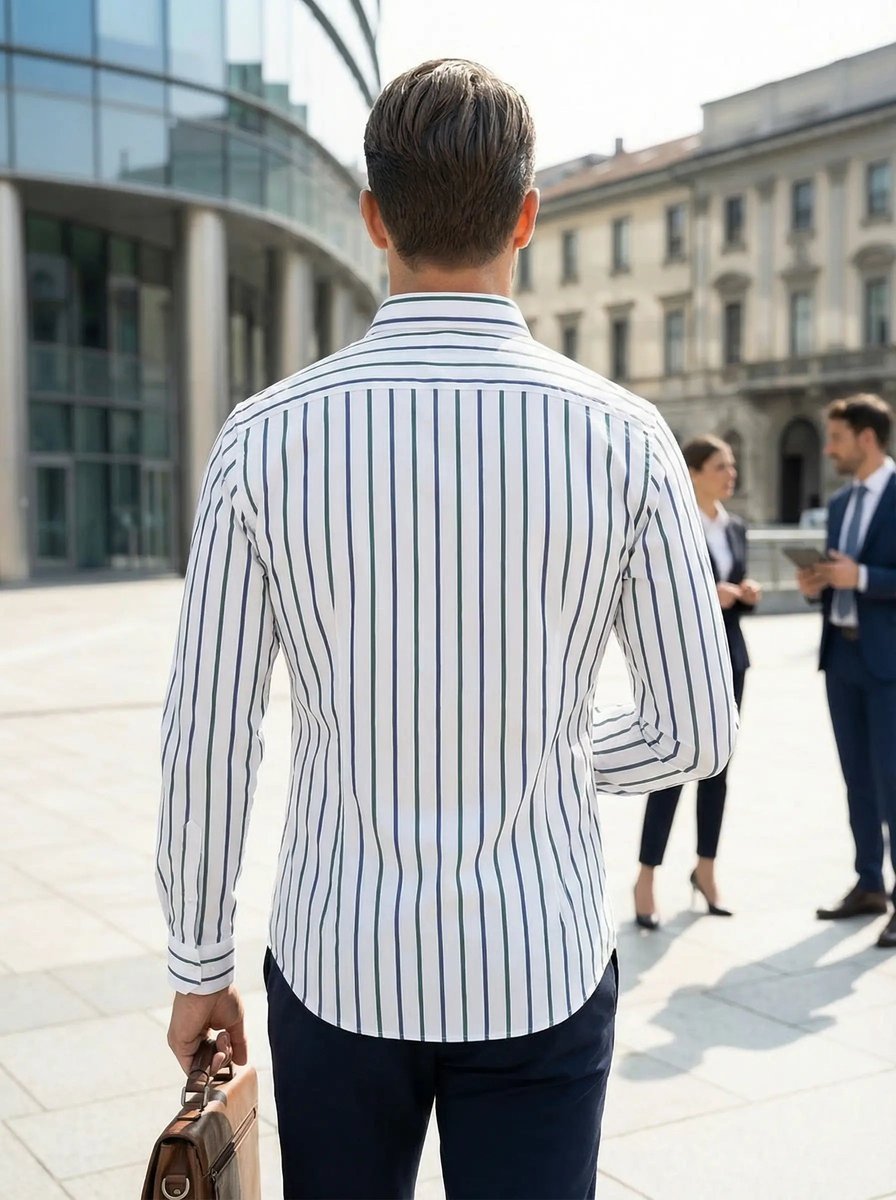 Archie | Men's Slim Fit Striped Shirt Long Sleeve Button-Down Collar