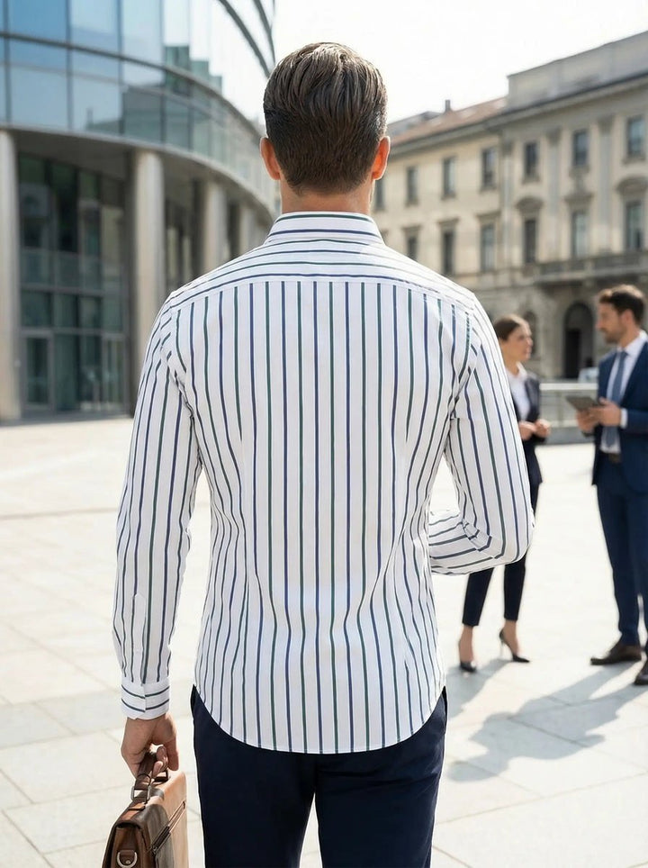 Archie | Men's Slim Fit Striped Shirt Long Sleeve Button-Down Collar