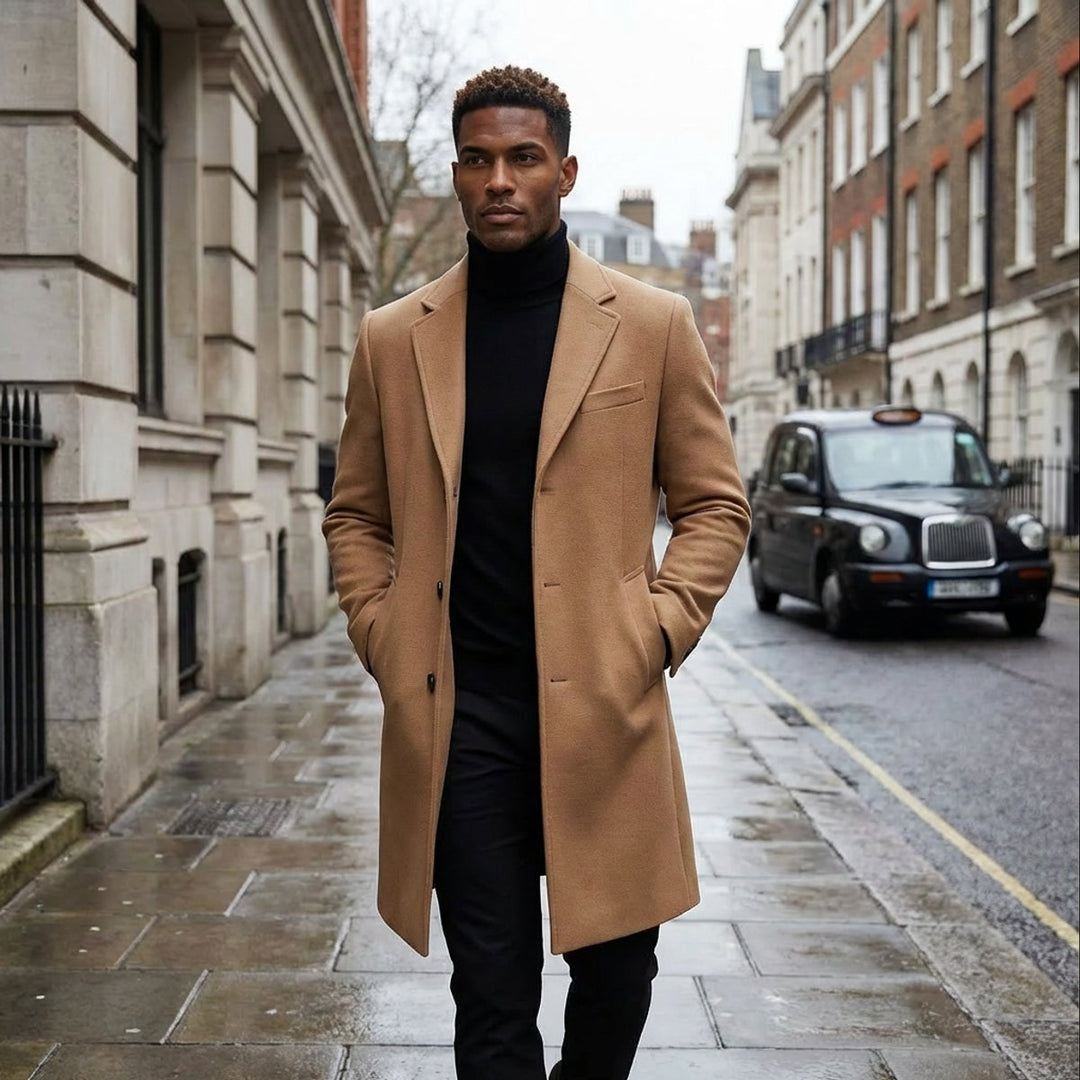 Noah | Men's Slim-Fit Tailored Wool-Blend Overcoat Mens Jacket