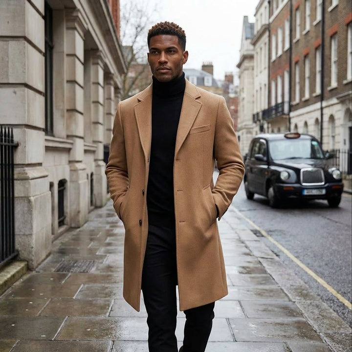 Noah | Men's Slim-Fit Tailored Wool-Blend Overcoat Mens Jacket