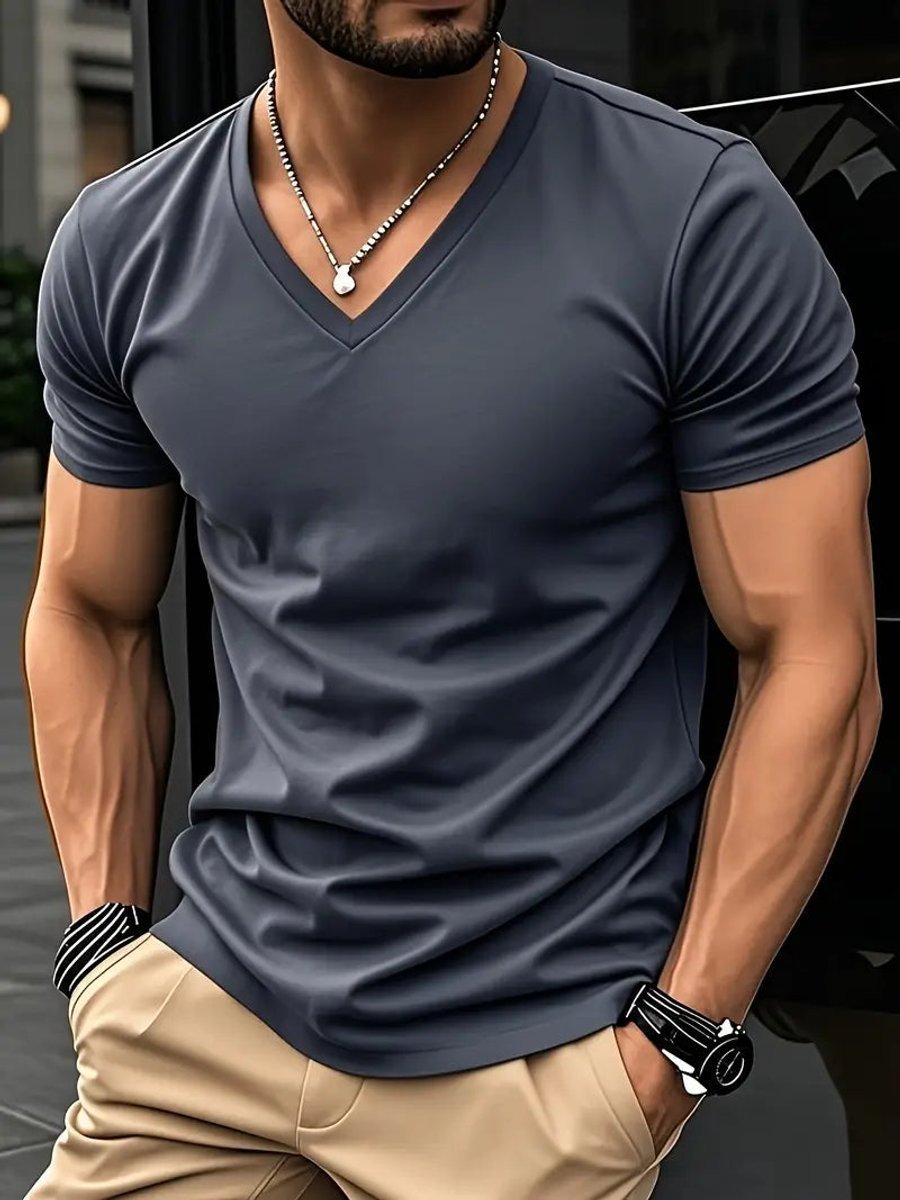 Charlie | Men's Slim-Fit V-Neck T-Shirt Short Sleeve