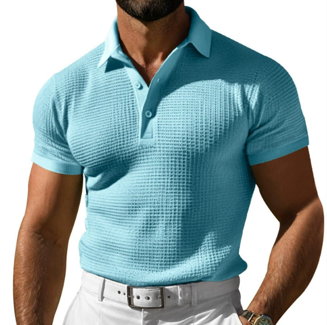 George | Men's Waffle-Knit Polo Shirt Slim Fit Short Sleeve