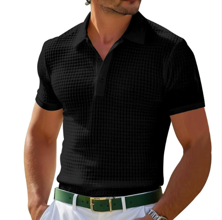 George | Men's Waffle-Knit Polo Shirt Slim Fit Short Sleeve