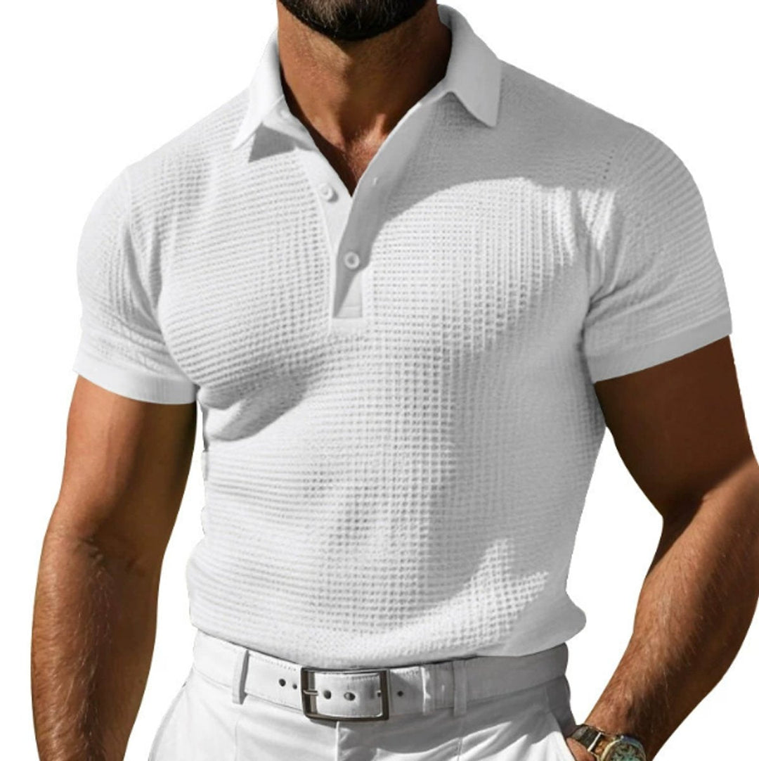 George | Men's Waffle-Knit Polo Shirt Slim Fit Short Sleeve