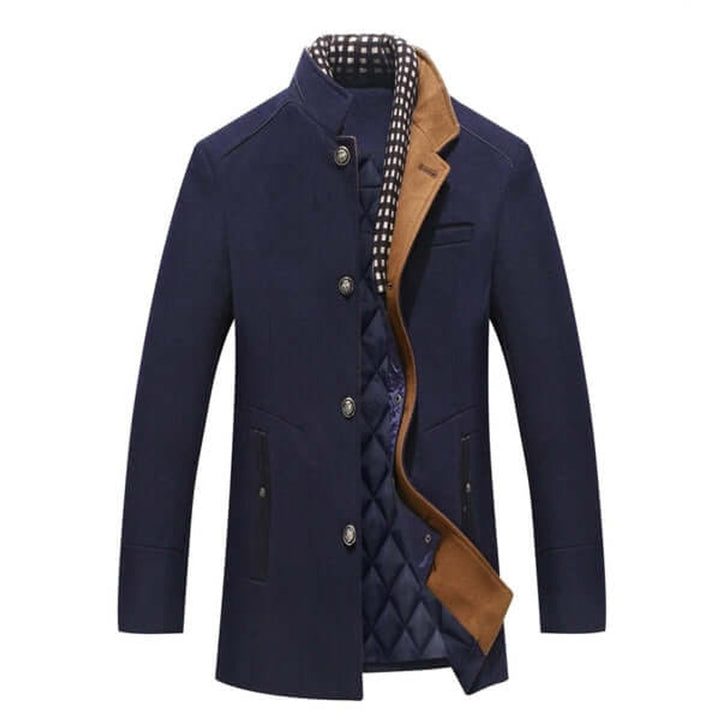 Oliver | Men's Slim-Fit Wool-Feel Overcoat Detachable Collar Mens Jacket