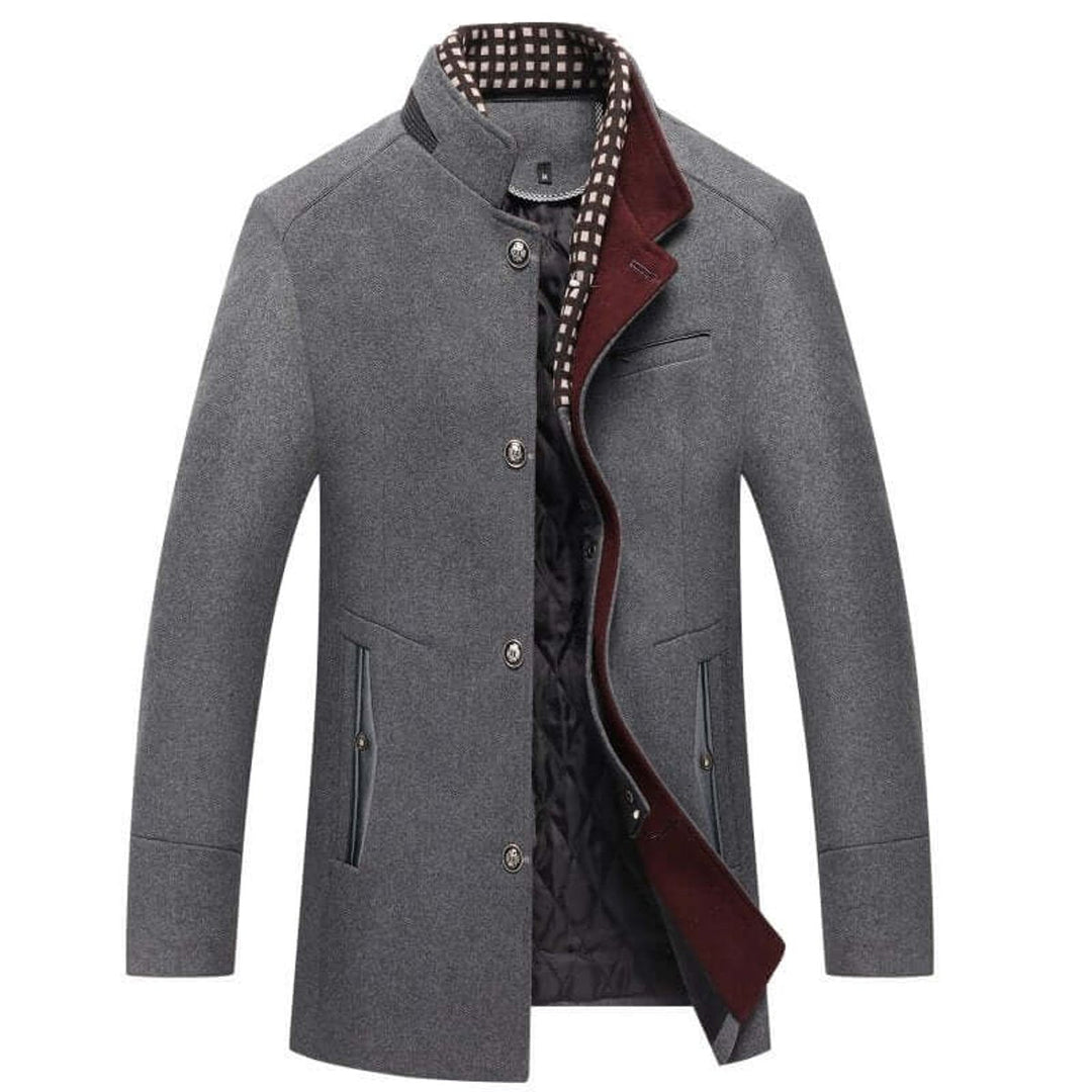 Oliver | Men's Slim-Fit Wool-Feel Overcoat Detachable Collar Mens Jacket