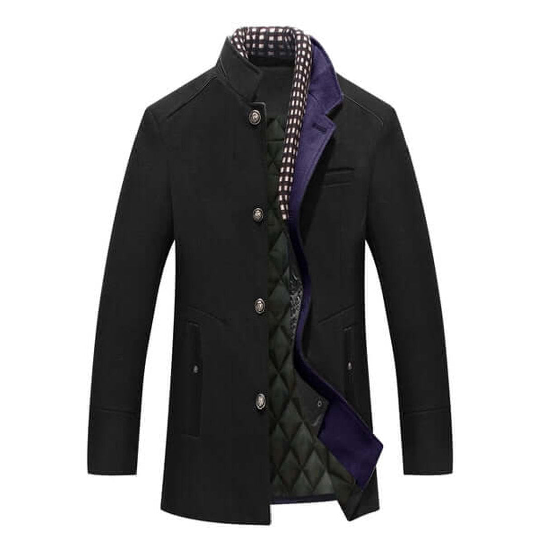Oliver | Men's Slim-Fit Wool-Feel Overcoat Detachable Collar Mens Jacket