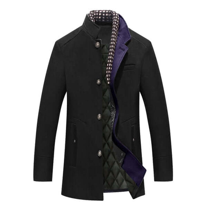 Oliver | Men's Slim-Fit Wool-Feel Overcoat Detachable Collar Mens Jacket