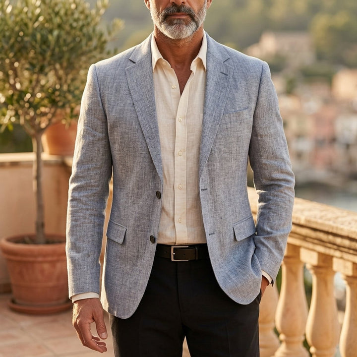 Alfie | Mens Slim Tailored Linen Blazer Jacket Transitional Seasons