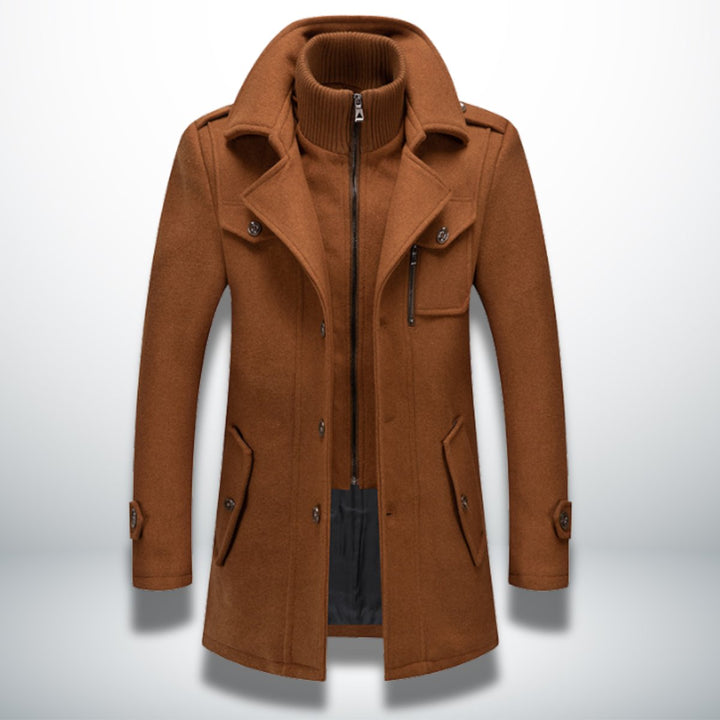 George | Mens Smart-Casual Wool-Blend Button-Front Overcoat Knitted Zip Inner