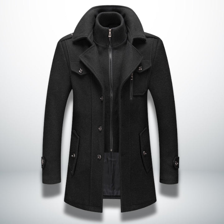 George | Mens Smart-Casual Wool-Blend Button-Front Overcoat Knitted Zip Inner