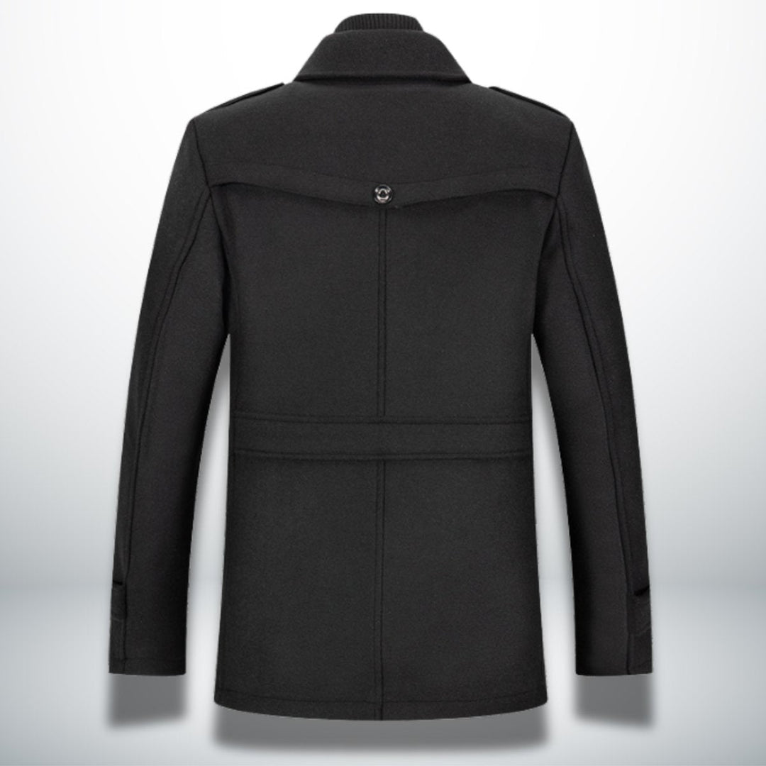 George | Mens Smart-Casual Wool-Blend Button-Front Overcoat Knitted Zip Inner