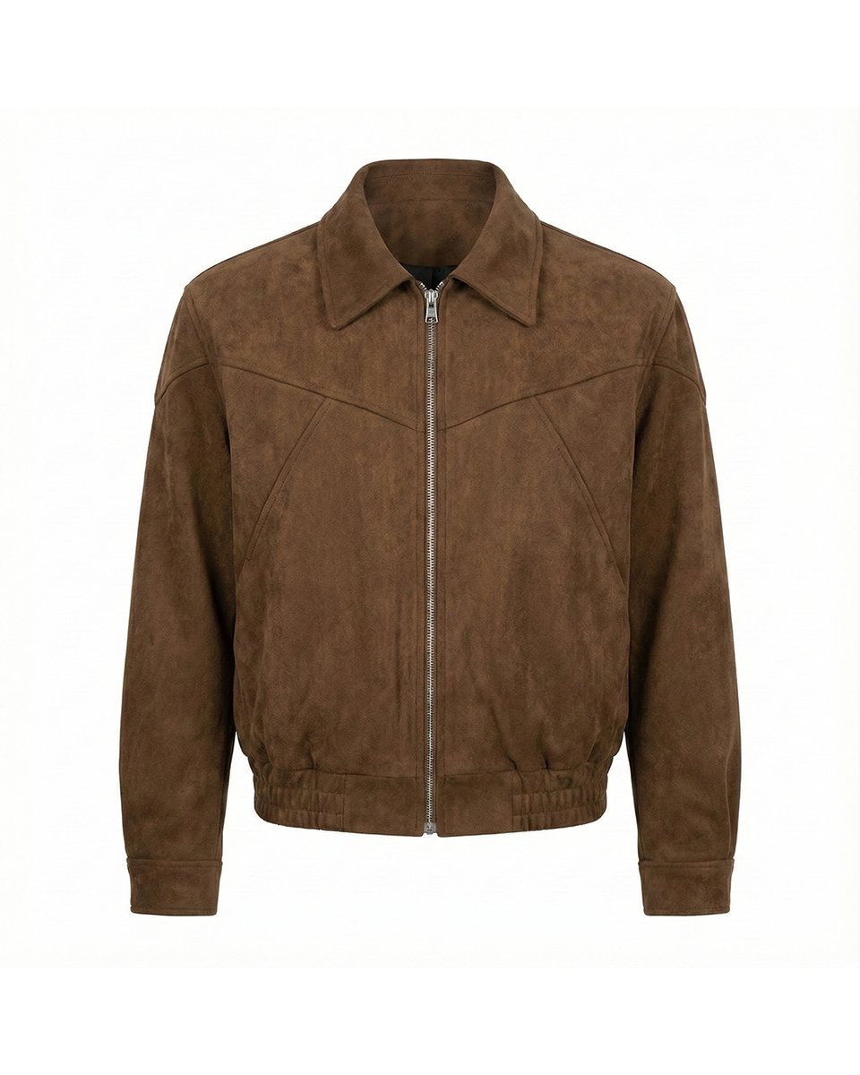 Charlie | Men's Smooth Suede Zip-Up Bomber Jacket