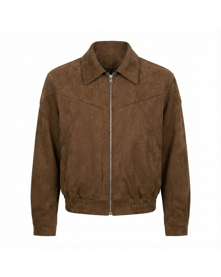 Charlie | Men's Smooth Suede Zip-Up Bomber Jacket