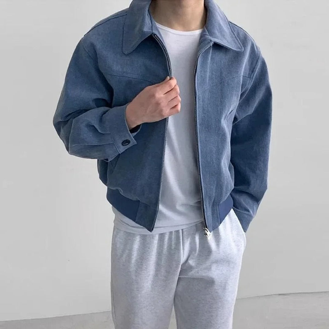 Charlie | Men's Smooth Suede Zip-Up Bomber Jacket