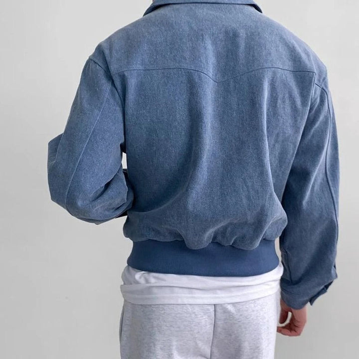 Charlie | Men's Smooth Suede Zip-Up Bomber Jacket