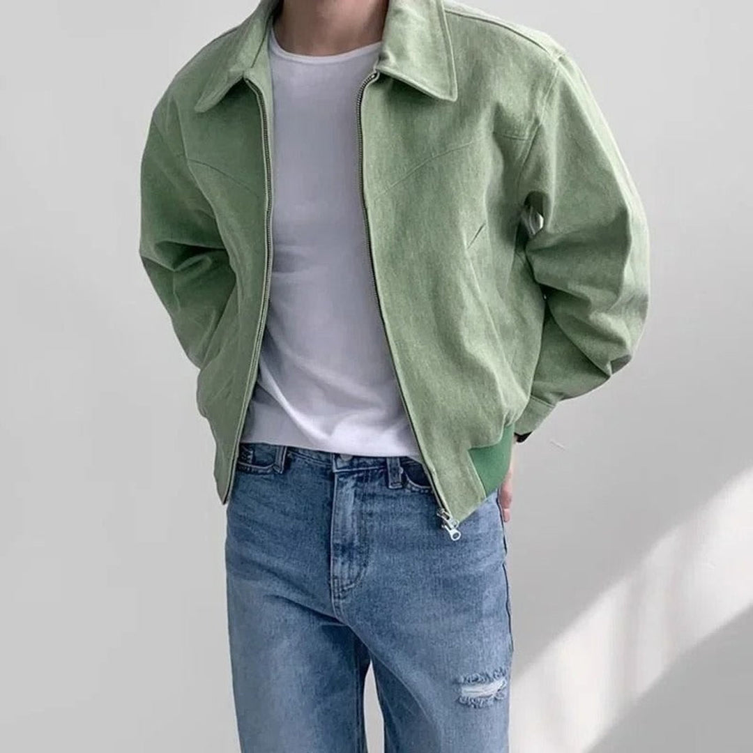 Charlie | Men's Smooth Suede Zip-Up Bomber Jacket