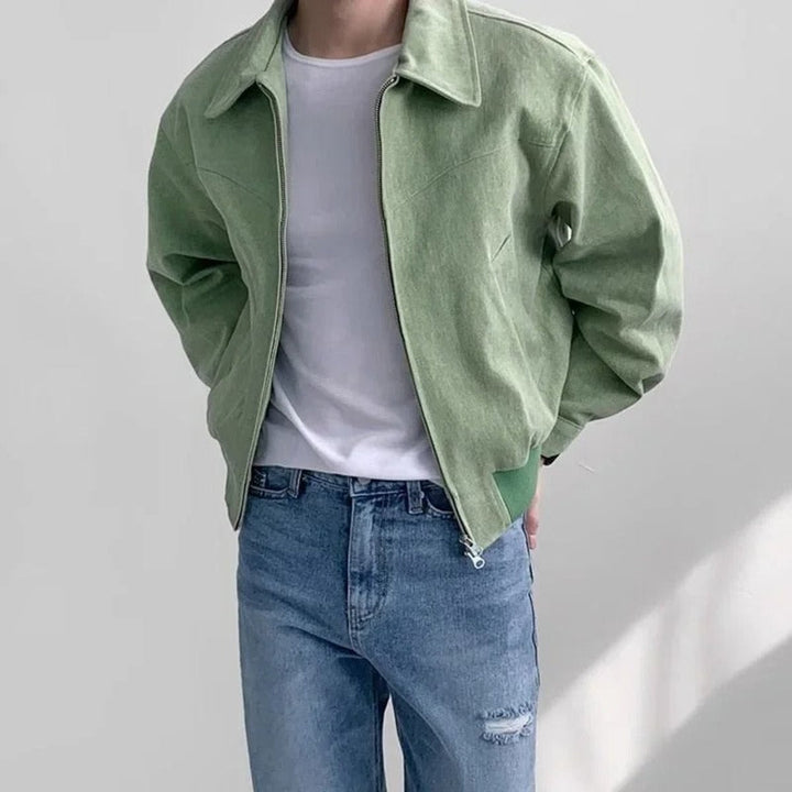 Charlie | Men's Smooth Suede Zip-Up Bomber Jacket