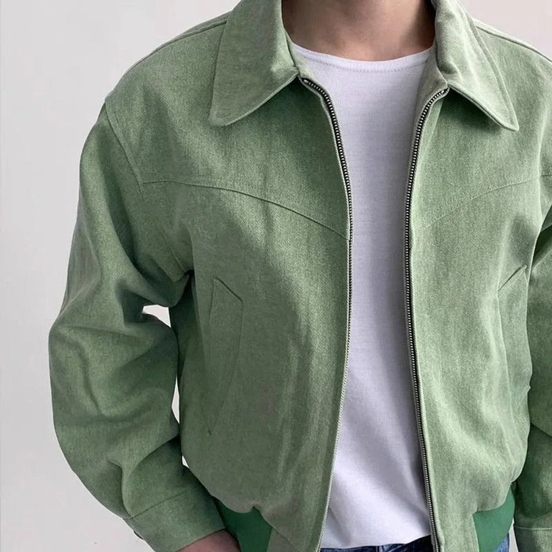 Charlie | Men's Smooth Suede Zip-Up Bomber Jacket
