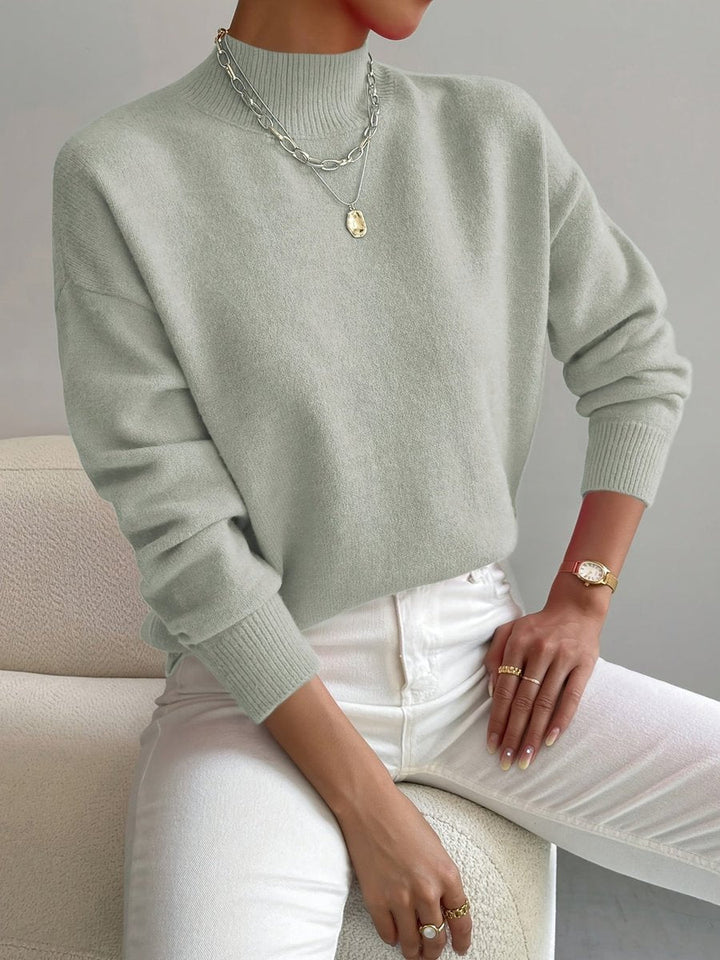 Archie | Men's Soft Knit Mock Neck Jumper Relaxed Fit Ribbed Trims