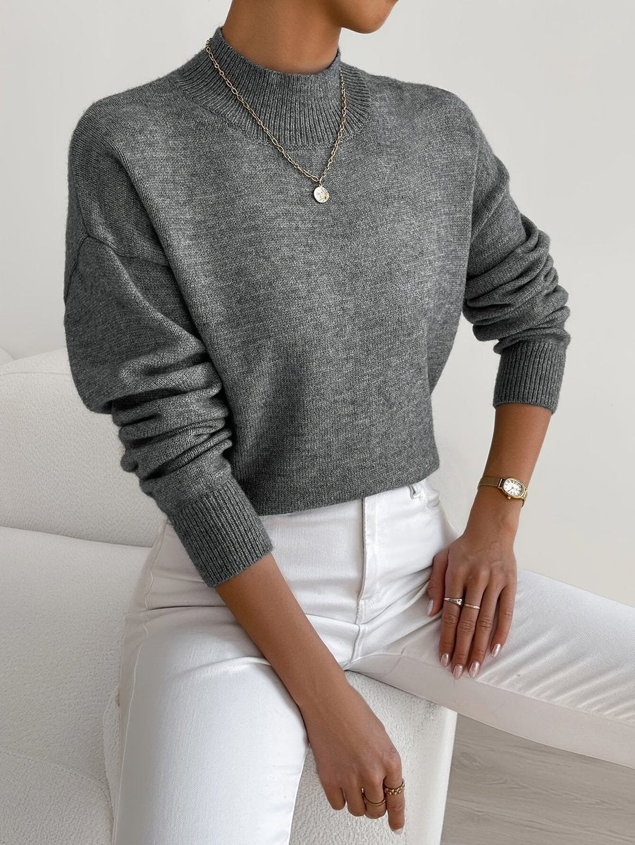 Archie | Men's Soft Knit Mock Neck Jumper Relaxed Fit Ribbed Trims