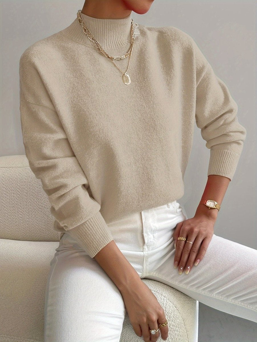 Archie | Men's Soft Knit Mock Neck Jumper Relaxed Fit Ribbed Trims