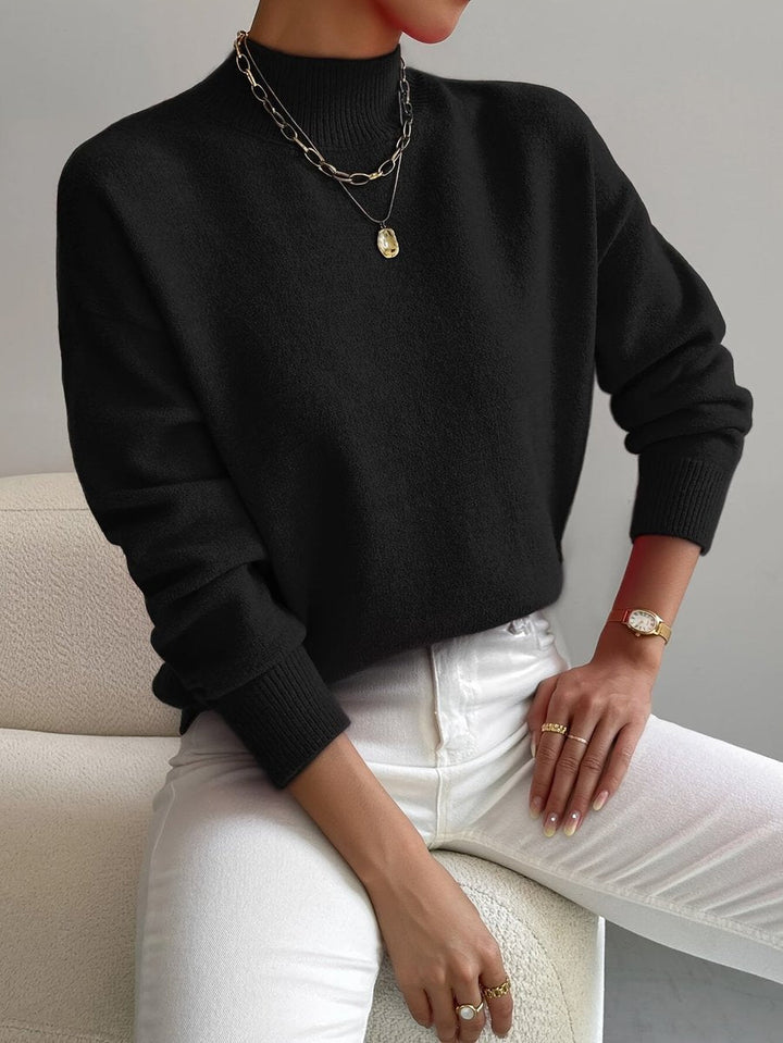 Archie | Men's Soft Knit Mock Neck Jumper Relaxed Fit Ribbed Trims