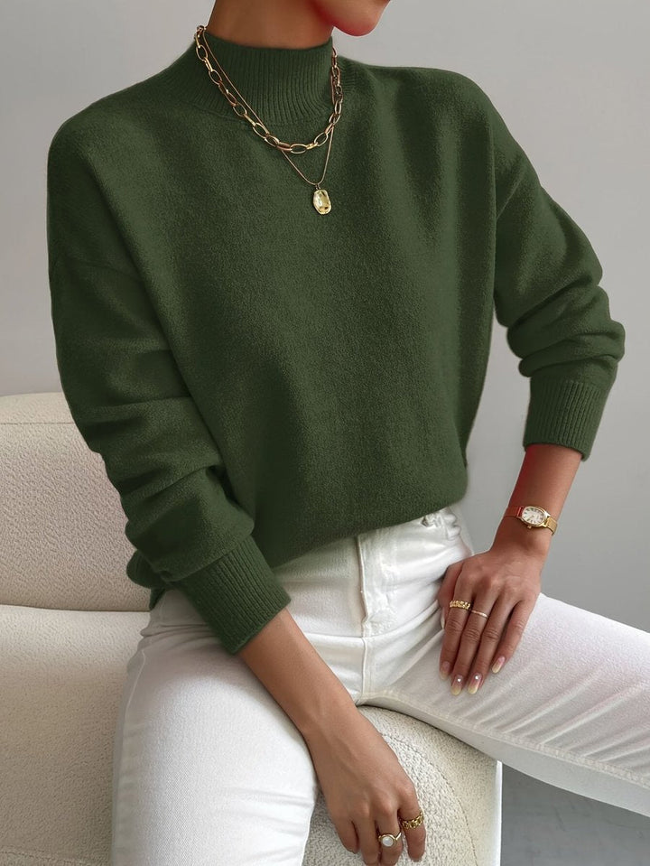 Archie | Men's Soft Knit Mock Neck Jumper Relaxed Fit Ribbed Trims