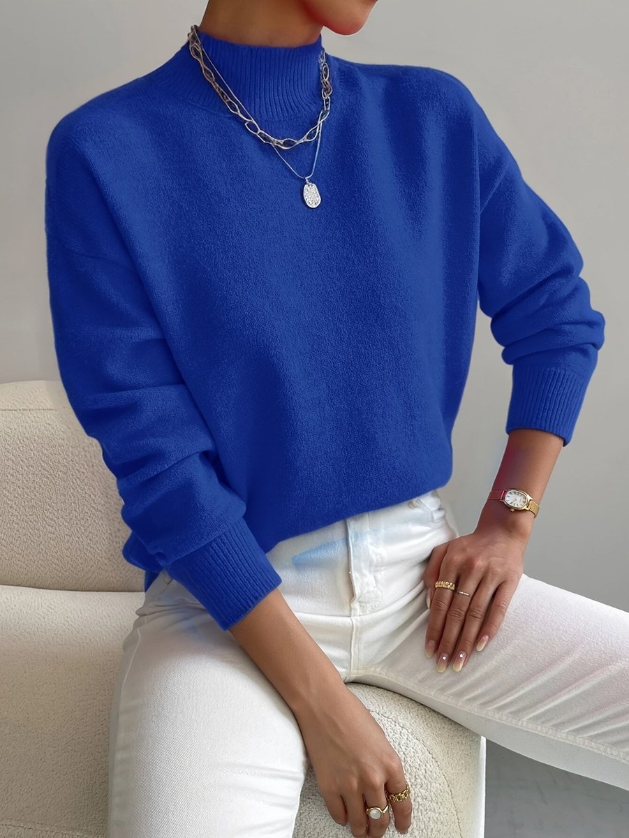 Archie | Men's Soft Knit Mock Neck Jumper Relaxed Fit Ribbed Trims