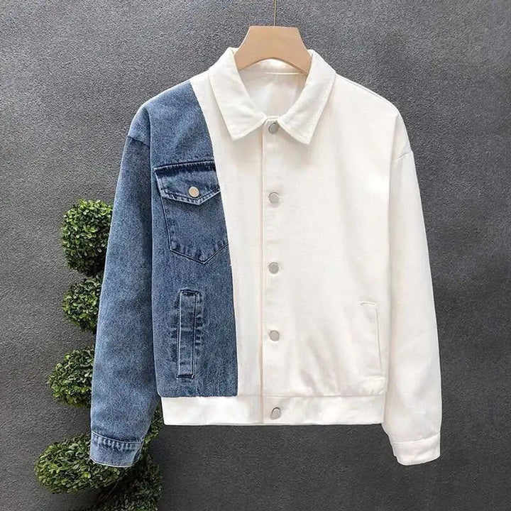 William | Men's Split-Panel Two-Tone Denim Jacket Bomber