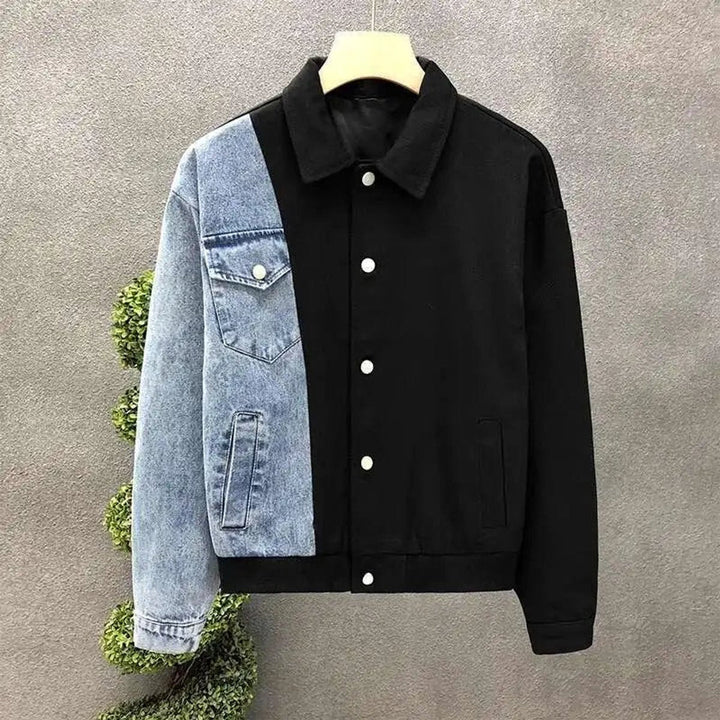 William | Men's Split-Panel Two-Tone Denim Jacket Bomber