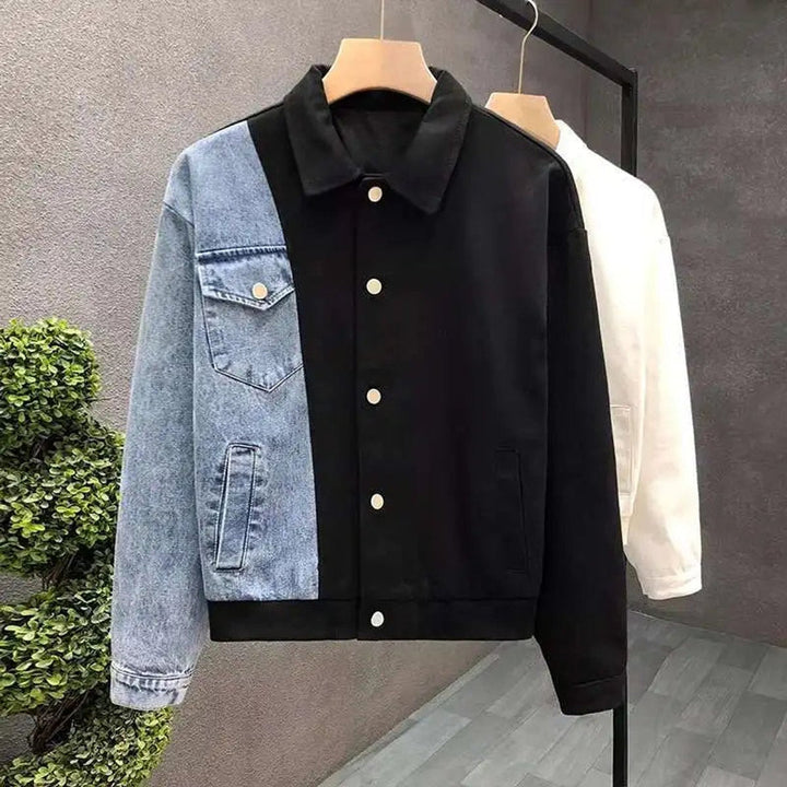 William | Men's Split-Panel Two-Tone Denim Jacket Bomber