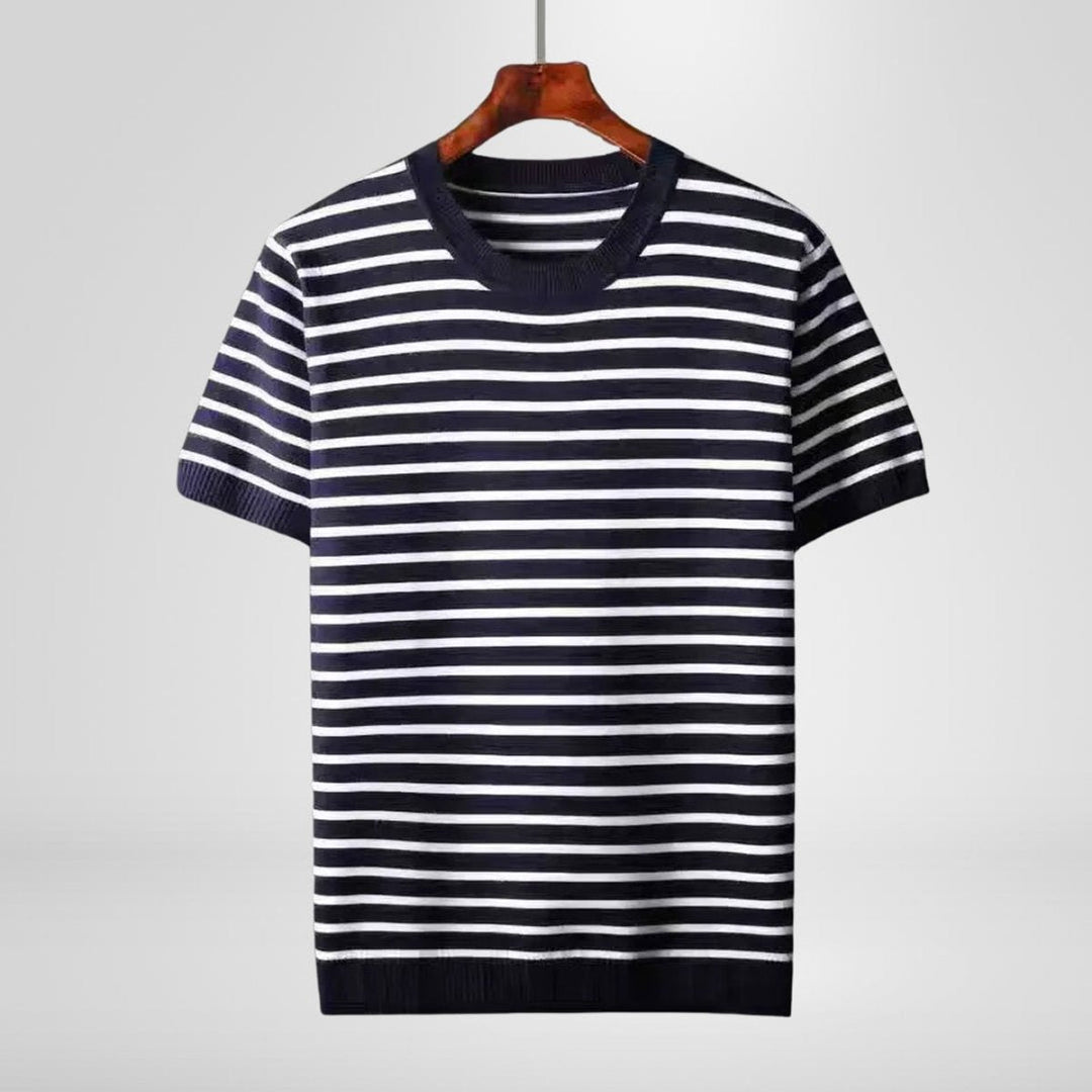 Alfie | Men's Striped Crew Neck Jumper Cotton Blend Knit