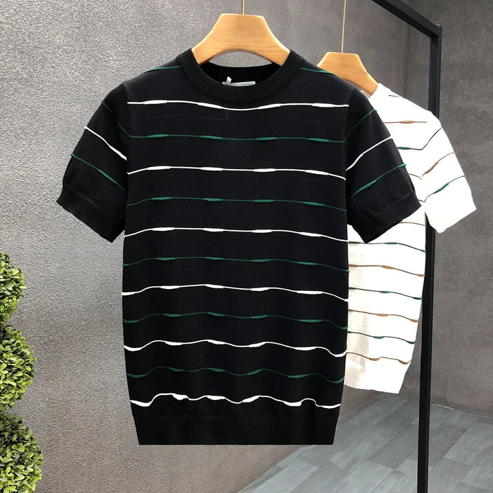 Muhammad | Men's Striped Crew Neck Jumper Soft Cotton Knit