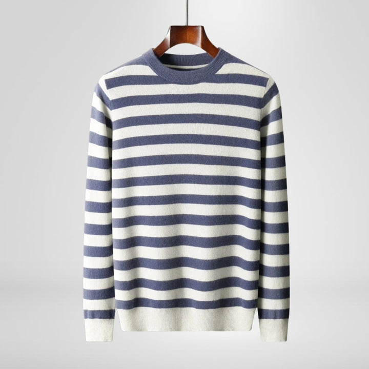 Archie | Men's Striped Knitted Jumper Ribbed Crew Neck Soft-Touch