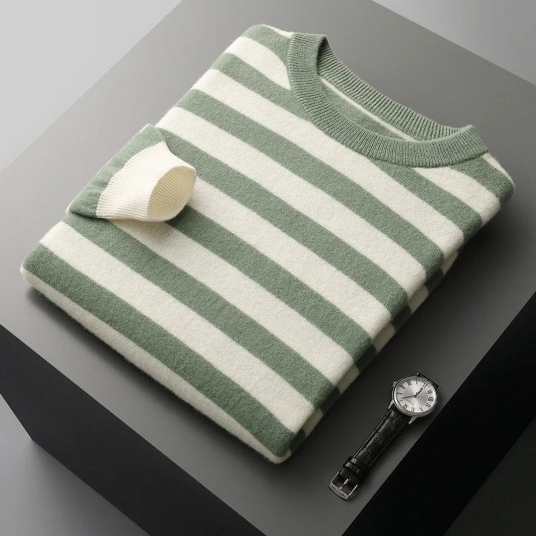 Archie | Men's Striped Knitted Jumper Ribbed Crew Neck Soft-Touch