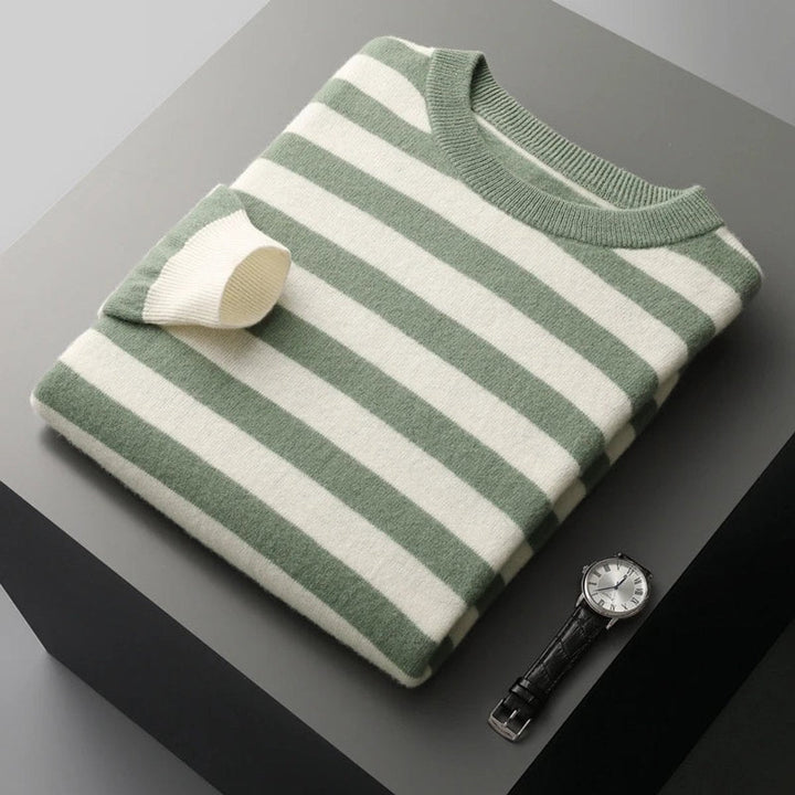 Archie | Men's Striped Knitted Jumper Ribbed Crew Neck Soft-Touch