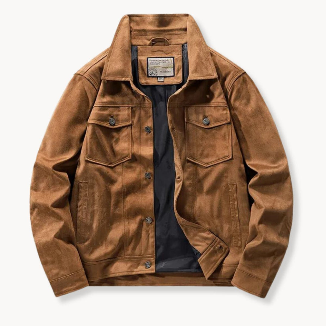Alfie | Men's Suede-Finish Trucker Jacket Carhartt-Style Stand Collar Coat