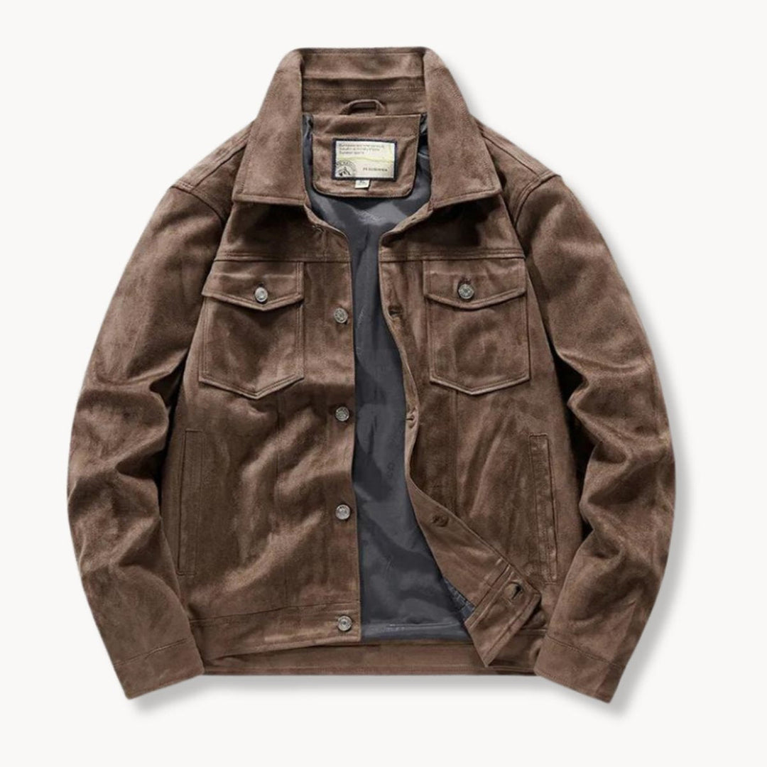 Alfie | Men's Suede-Finish Trucker Jacket Carhartt-Style Stand Collar Coat