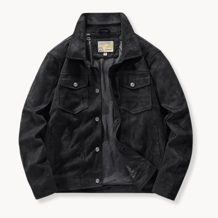 Alfie | Men's Suede-Finish Trucker Jacket Carhartt-Style Stand Collar Coat