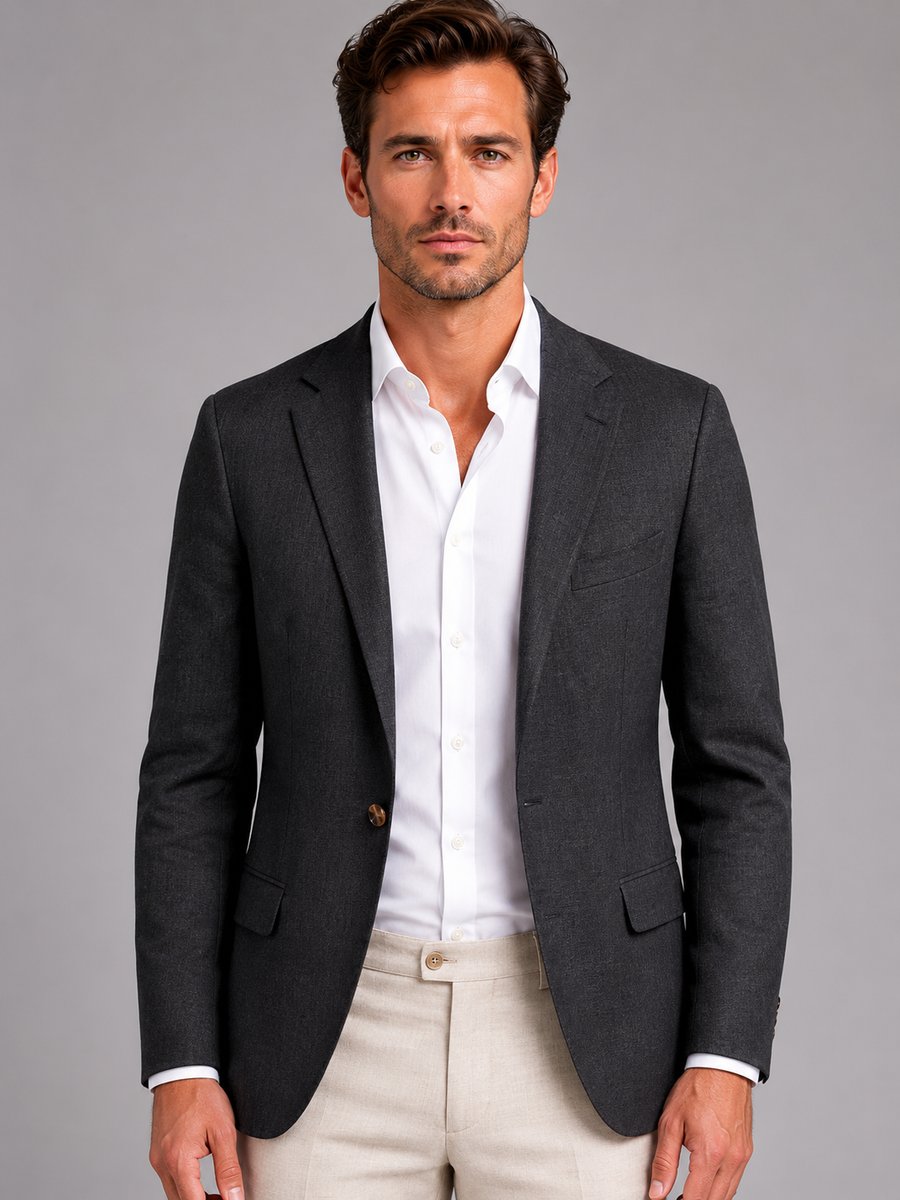 Arthur | Mens Tailored Single-Button Linen-Look Smart Casual Blazer Jacket