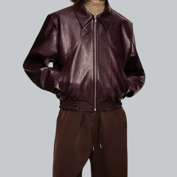 Theo | Men's Vintage Faux Leather Bomber Jacket Zip-Up