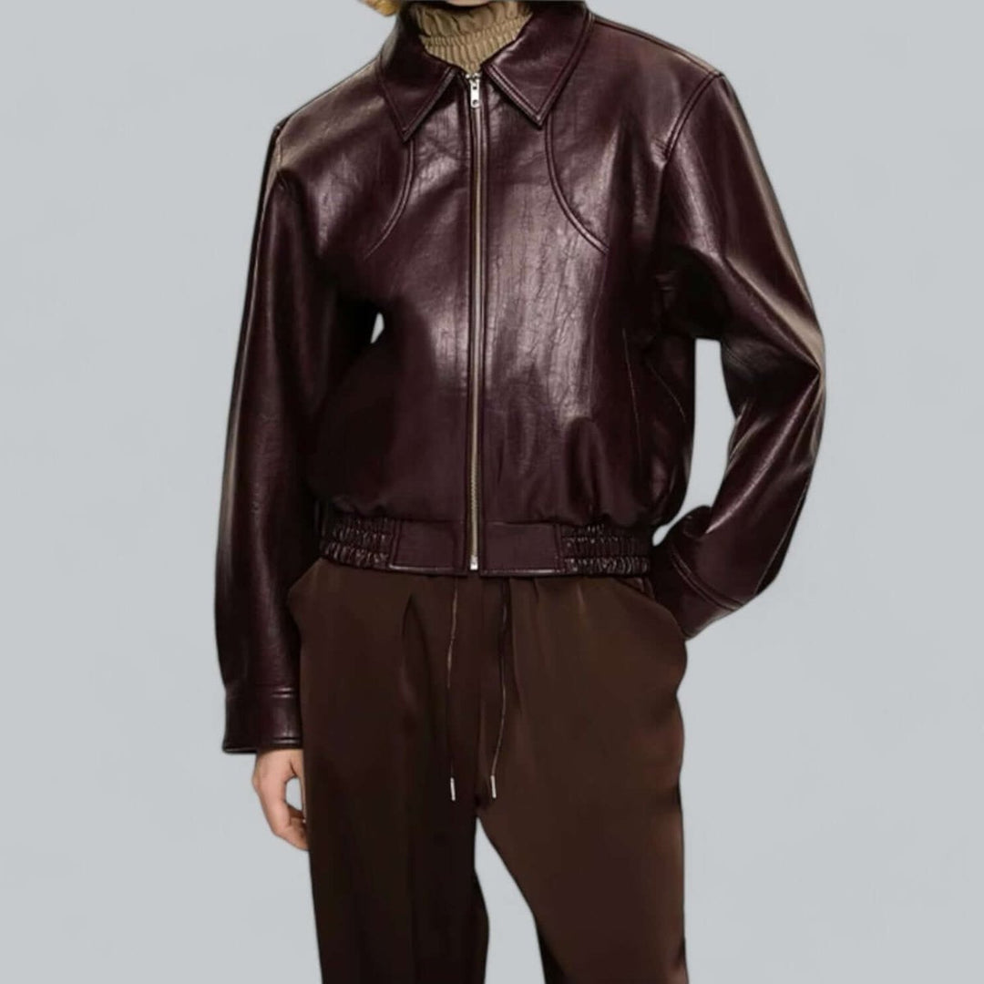 Theo | Men's Vintage Faux Leather Bomber Jacket Zip-Up