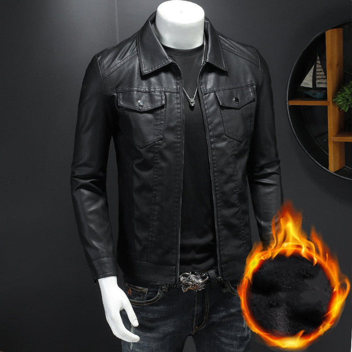 Oscar | Mens Vintage Fleece-Lined Faux Leather Bomber Jacket