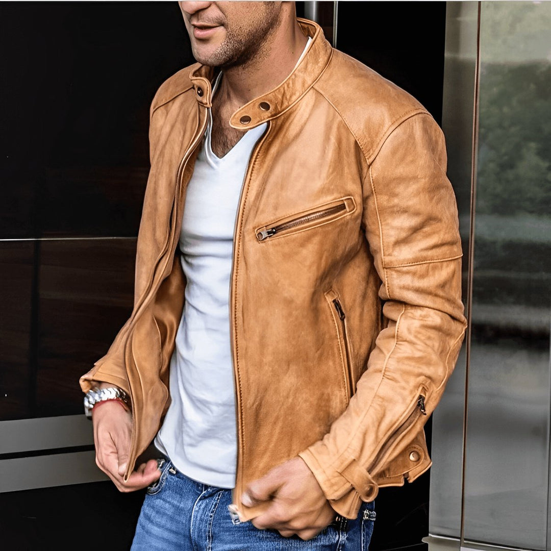 Henry | Men's Vintage Leather Biker Jacket Moto Zip-Up Coat