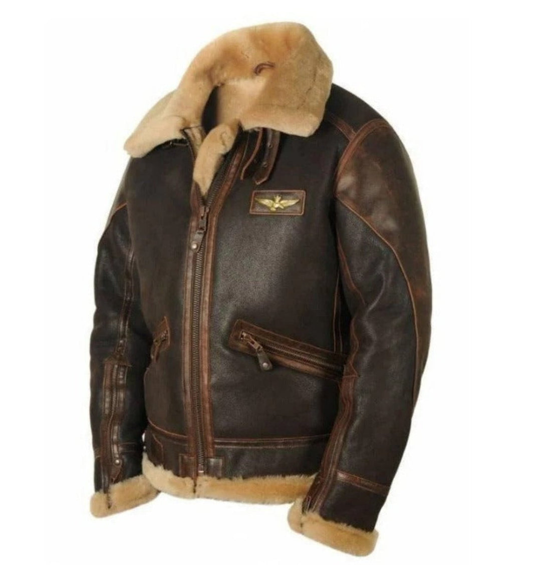 Thomas | Men's Vintage Shearling Bomber Jacket Thick Winter Coat