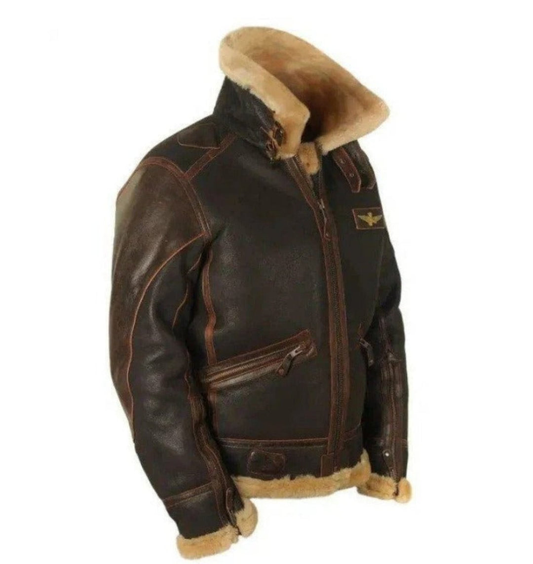 Thomas | Men's Vintage Shearling Bomber Jacket Thick Winter Coat